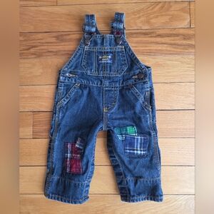 OshKosh B'gosh Blue Overalls with Plaid Accents 3 Months